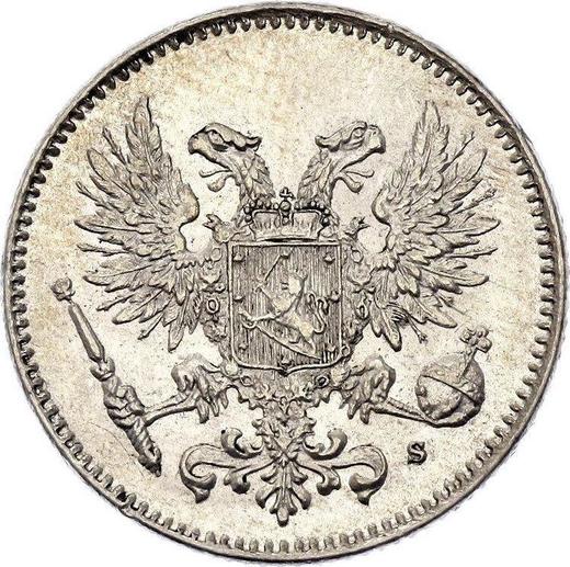 Аверс монеты - 50 пенни 1917 года S Орёл без корон - цена серебряной монеты - Финляндия, Великое княжество