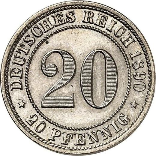 Аверс монеты - 20 пфеннигов 1890 года D "Тип 1890-1892" - цена  монеты - Германия, Германская Империя