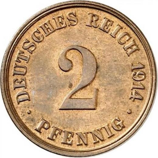 Avers 2 Pfennig 1914 J "Typ 1904-1916" - Münze Wert - Deutschland, Deutsches Kaiserreich