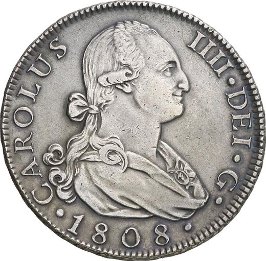 Аверс монеты - 8 реалов 1808 года M IG - цена серебряной монеты - Испания, Карл IV