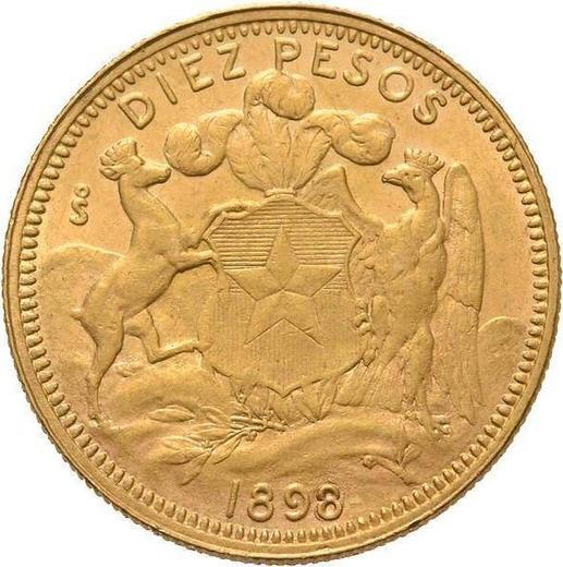 Reverse 10 Pesos 1898 So - Gold Coin Value - Chile, Republic