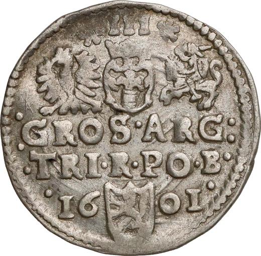 Реверс монеты - Трояк (3 гроша) 1601 года B "Быдгощский монетный двор" - цена серебряной монеты - Польша, Сигизмунд III Ваза