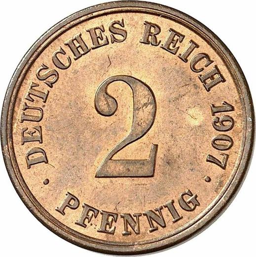 Аверс монеты - 2 пфеннига 1907 года G "Тип 1904-1916" - цена  монеты - Германия, Германская Империя