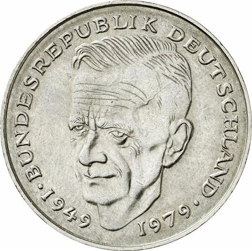 Anverso 2 marcos 1980 D "Kurt Schumacher" - valor de la moneda  - Alemania, RFA