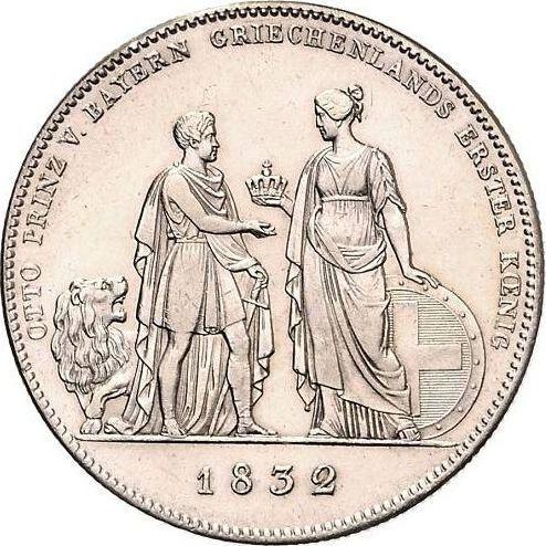 Reverso Tálero 1832 "Príncipe Otto" - valor de la moneda de plata - Baviera, Luis I