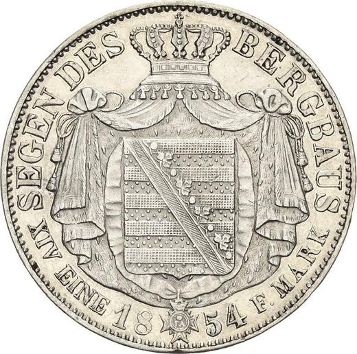 Reverso Tálero 1854 F "Minero" - valor de la moneda de plata - Sajonia, Federico Augusto II