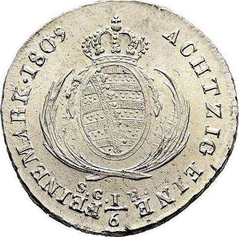 Reverso 1/6 tálero 1809 S.G.H. - valor de la moneda de plata - Sajonia, Federico Augusto I