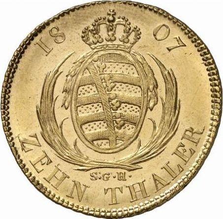 Reverso 10 táleros 1807 S.G.H. - valor de la moneda de oro - Sajonia, Federico Augusto I