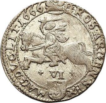 Reverso Szostak (6 groszy) 1666 TLB "Lituania" - valor de la moneda de plata - Polonia, Juan II Casimiro