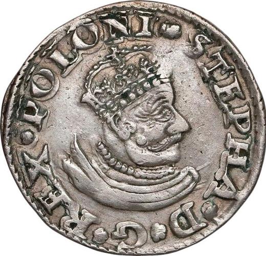 Awers monety - Trojak 1580 "Małą głową" - cena srebrnej monety - Polska, Stefan Batory