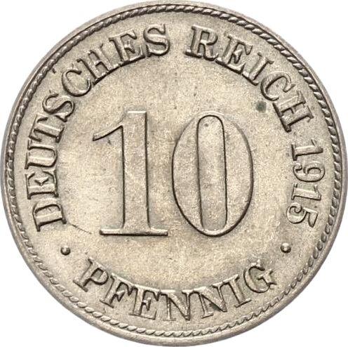 Аверс монеты - 10 пфеннигов 1915 года D "Тип 1890-1916" - цена  монеты - Германия, Германская Империя