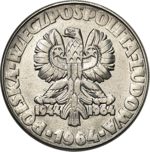 Anverso Pruebas 10 eslotis 1964 "Árbol" Níquel - valor de la moneda  - Polonia, República Popular