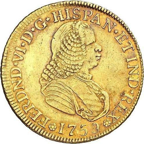 Anverso 4 escudos 1759 PN J - valor de la moneda de oro - Colombia, Fernando VI