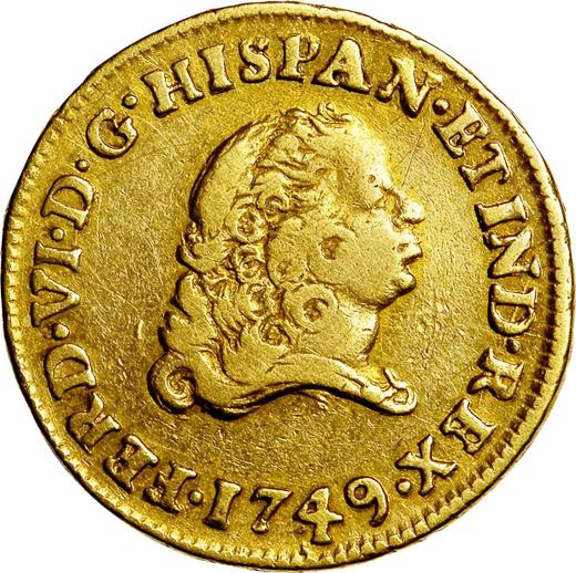 Аверс монеты - 1 эскудо 1749 года Mo MF - цена золотой монеты - Мексика, Фердинанд VI