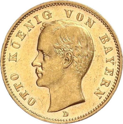 Аверс монеты - 20 марок 1905 года D "Бавария" - цена золотой монеты - Германия, Германская Империя