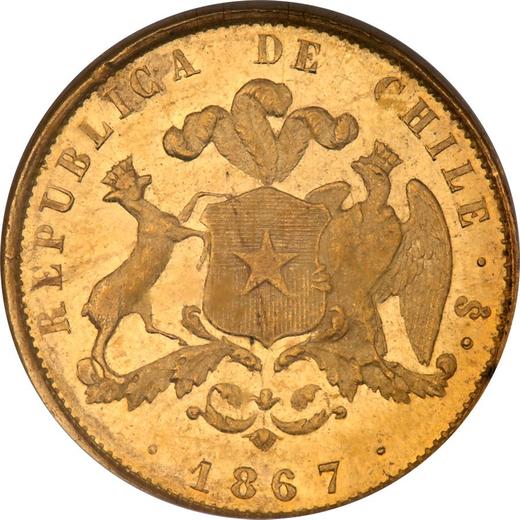 Anverso 5 pesos 1867 So "Tipo 1854-1867" - valor de la moneda de oro - Chile, República