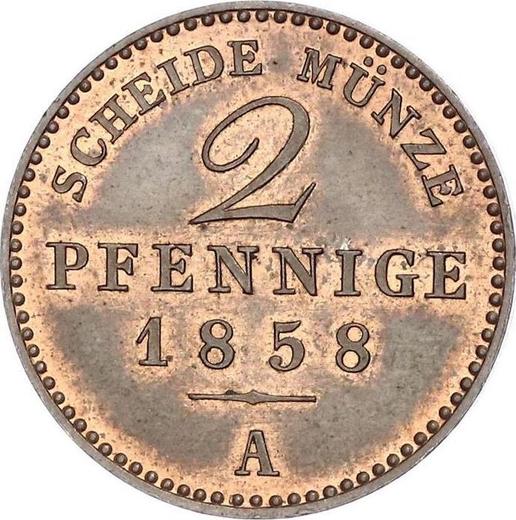 Reverso 2 Pfennige 1858 A - valor de la moneda  - Sajonia-Weimar-Eisenach, Carlos Alejandro 