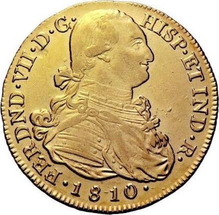 Avers 8 Escudos 1810 P JF - Goldmünze Wert - Kolumbien, Ferdinand VII
