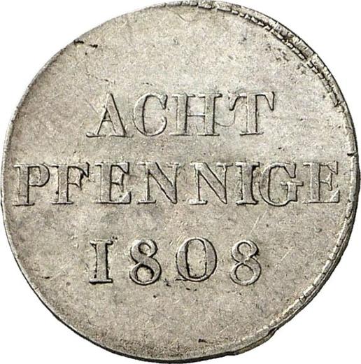 Реверс монеты - Пробные 8 пфеннигов 1808 года H - цена серебряной монеты - Саксония-Альбертина, Фридрих Август I