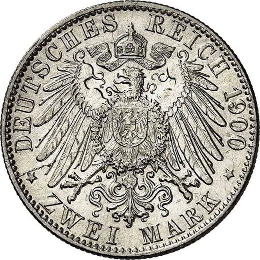 Реверс монеты - 2 марки 1900 года J "Гамбург" - цена серебряной монеты - Германия, Германская Империя