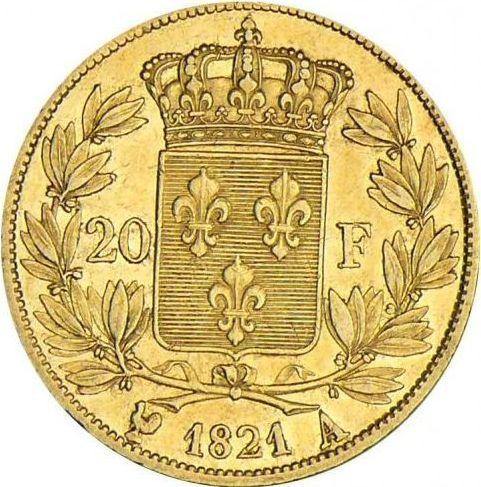 Reverse 20 Francs 1821 A "Type 1816-1824" Paris - France, Louis XVIII