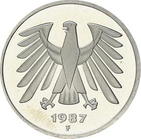Реверс монеты - 5 марок 1987 года F - цена  монеты - Германия, ФРГ