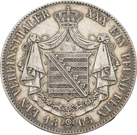 Revers Taler 1863 - Silbermünze Wert - Sachsen-Meiningen, Bernhard II
