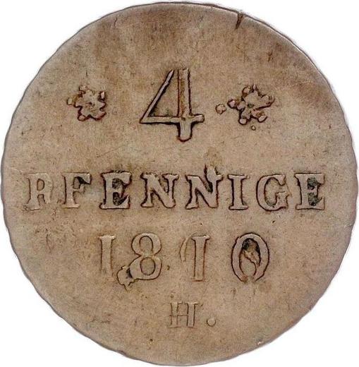 Реверс монеты - 4 пфеннига 1810 года H - цена  монеты - Саксония-Альбертина, Фридрих Август I