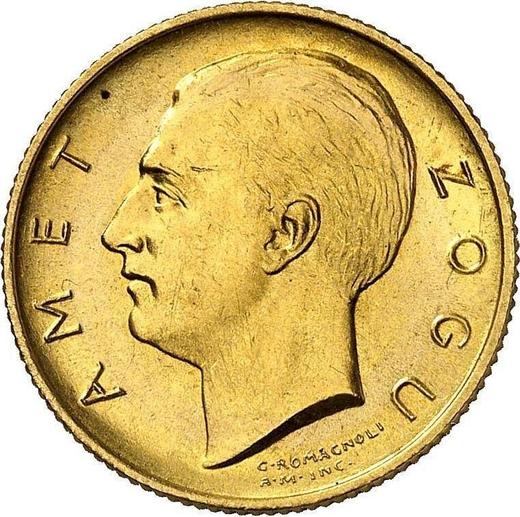 Awers monety - 20 franga ari 1927 R - cena złotej monety - Albania, Ahmed ben Zogu