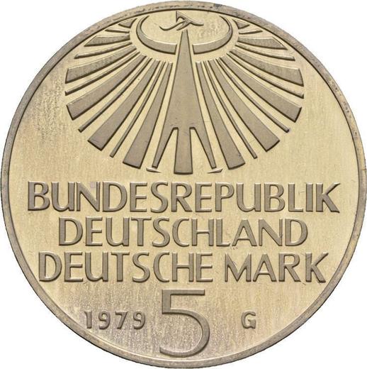 Reverse 5 Mark 1979 G "Otto Hahn" -  Coin Value - Germany, FRG