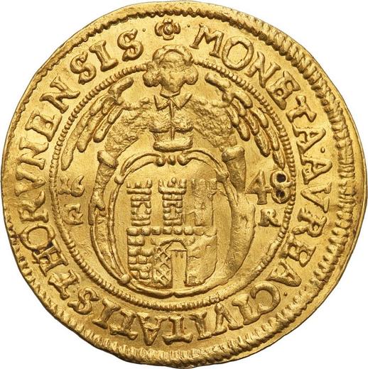 Реверс монеты - Дукат 1648 года GR "Торунь" - цена золотой монеты - Польша, Владислав IV