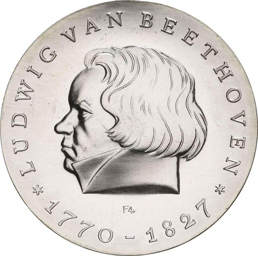 Anverso 10 marcos 1970 "Beethoven" - valor de la moneda de plata - Alemania, República Democrática Alemana (RDA)