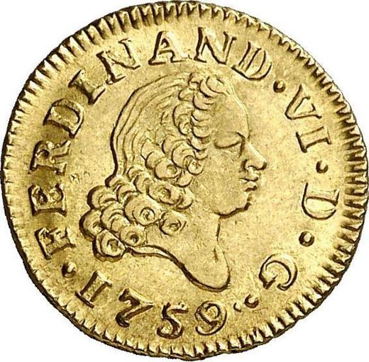 Avers 1/2 Escudo 1759 M J - Goldmünze Wert - Spanien, Ferdinand VI