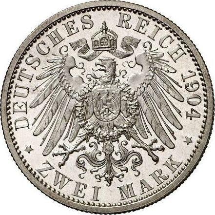 Rewers monety - 2 marki 1904 A "Schaumburg-Lippe" - cena srebrnej monety - Niemcy, Cesarstwo Niemieckie