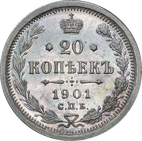 Reverso 20 kopeks 1901 СПБ АР - Rusia, Nicolás II de Rusia 