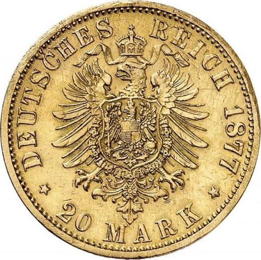 Reverso 20 marcos 1877 C "Prusia" - valor de la moneda de oro - Alemania, Imperio alemán