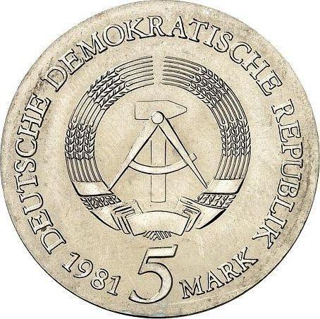 Rewers monety - 5 marek 1981 "Riemenschneider" - cena  monety - Niemcy, NRD