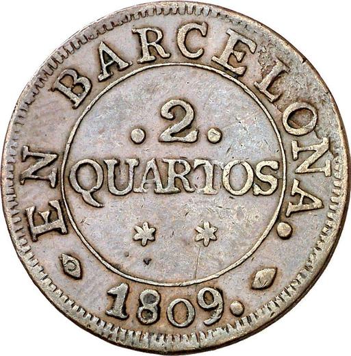 Rewers monety - 2 cuartos 1809 - cena  monety - Hiszpania, Józef Bonaparte