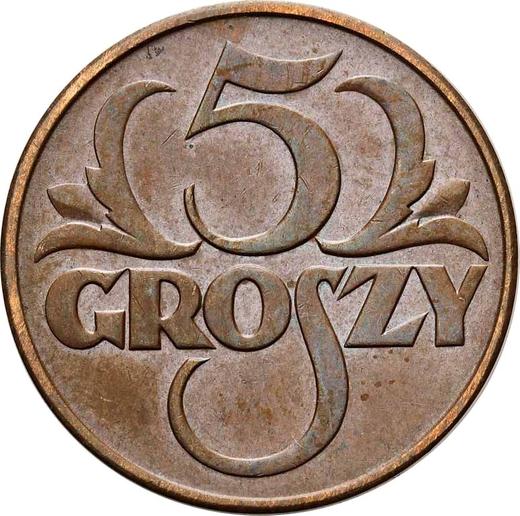 Реверс монеты - 5 грошей 1936 года WJ - цена  монеты - Польша, II Республика