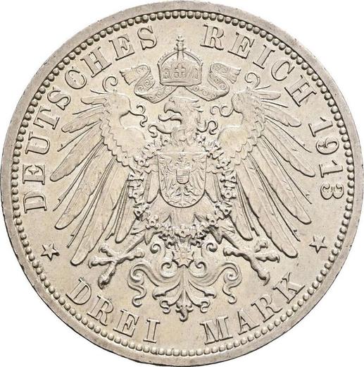 Reverso 3 marcos 1913 A "Prusia" 25 aniversario del reinado - valor de la moneda de plata - Alemania, Imperio alemán