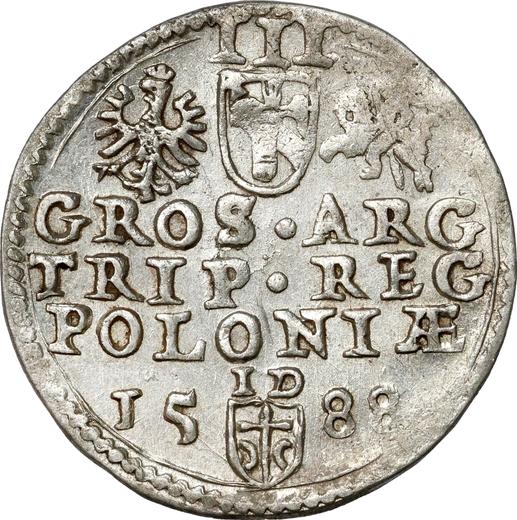 Reverso Trojak (3 groszy) 1588 ID "Casa de moneda de Olkusz" Inscripción "M D L" - valor de la moneda de plata - Polonia, Segismundo III