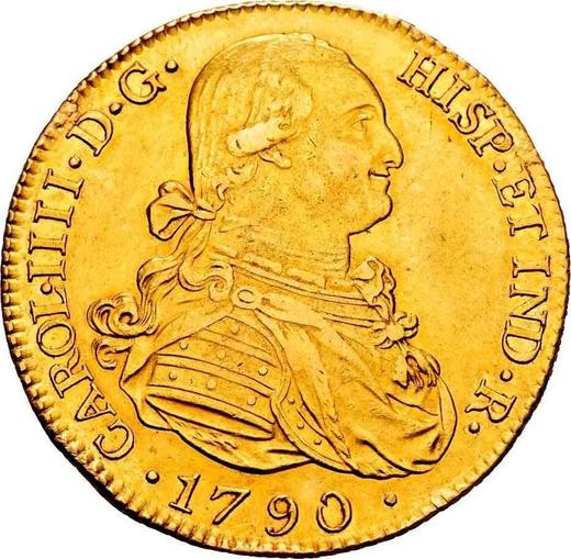 Аверс монеты - 8 эскудо 1790 года S C - цена золотой монеты - Испания, Карл IV