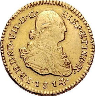 Аверс монеты - 1 эскудо 1814 года P JF - цена золотой монеты - Колумбия, Фердинанд VII