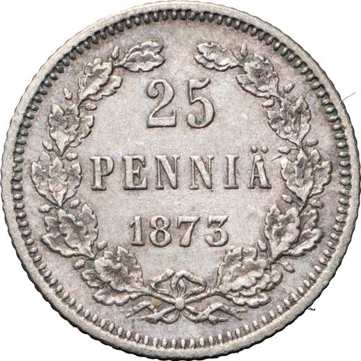 Rewers monety - 25 penni 1873 S - cena srebrnej monety - Finlandia, Wielkie Księstwo