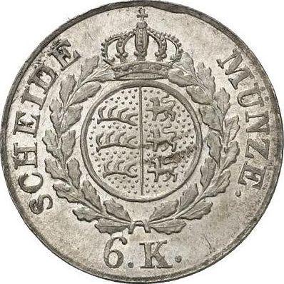 Reverso 6 Kreuzers 1823 "Tipo 1823-1825" - valor de la moneda de plata - Wurtemberg, Guillermo I
