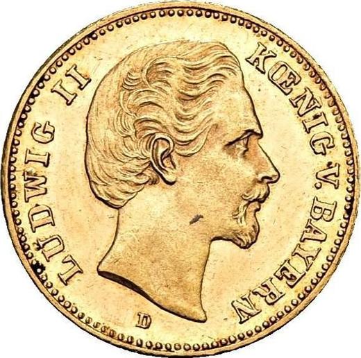 Аверс монеты - 5 марок 1877 года D "Бавария" - цена золотой монеты - Германия, Германская Империя