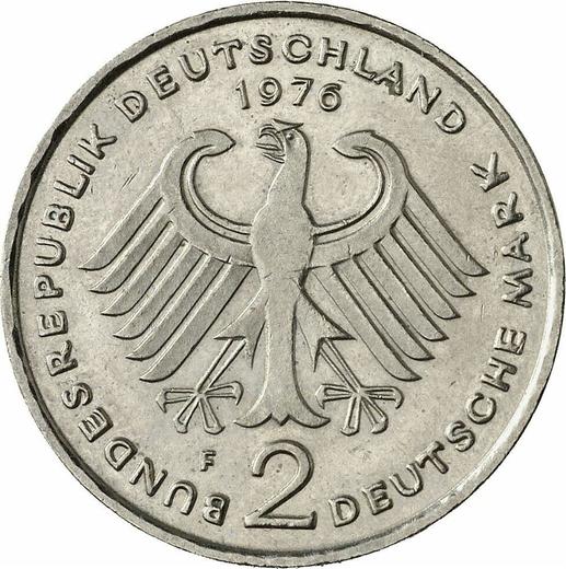 Reverse 2 Mark 1976 F "Konrad Adenauer" -  Coin Value - Germany, FRG