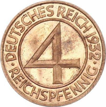 Реверс монеты - 4 рейхспфеннига 1932 года E - цена  монеты - Германия, Bеймарская республика