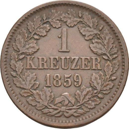 Реверс монеты - 1 крейцер 1859 года - цена  монеты - Баден, Фридрих I