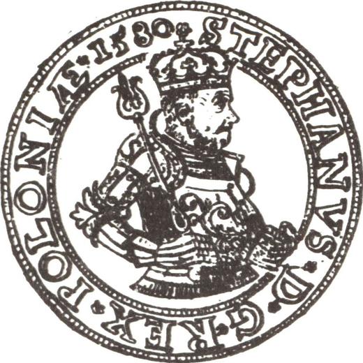 Avers Taler 1580 Datum über dem Porträt - Silbermünze Wert - Polen, Stephan Bathory